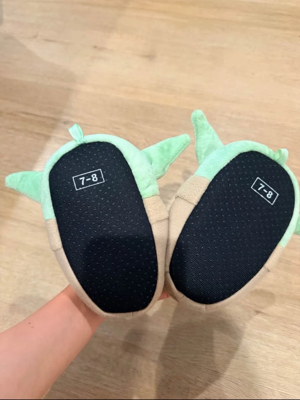 Kids Plush Character Slippers in Green and Tan